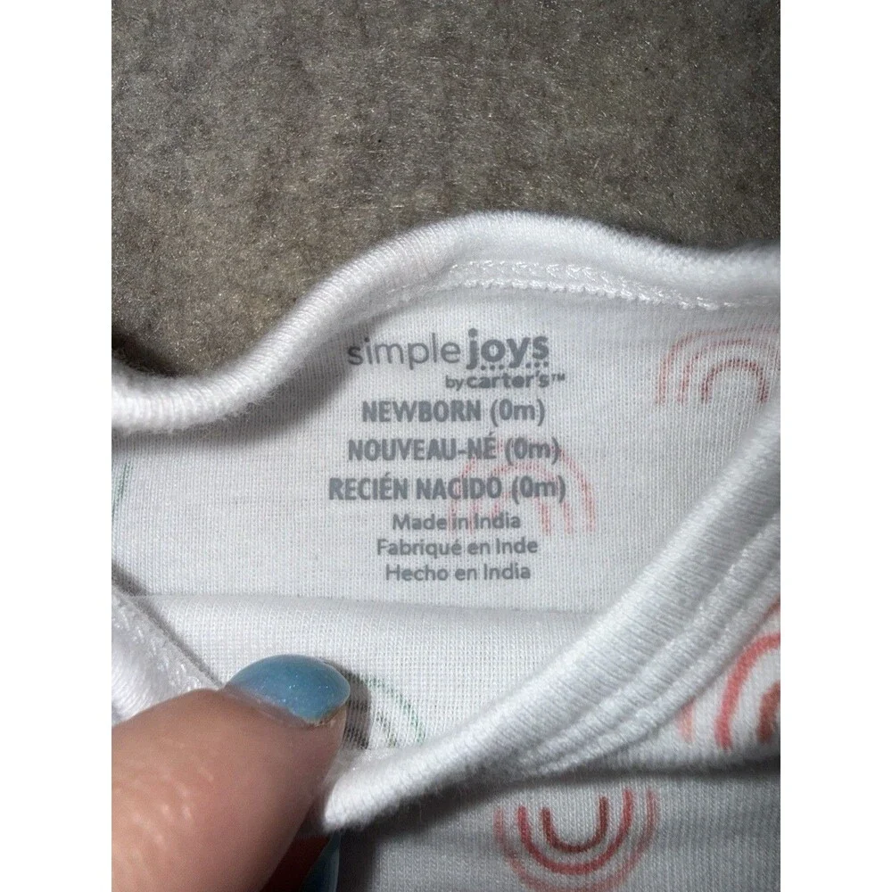 Carters Simple Joys Girls Newborn Long Sleeve Gown White Rainbows